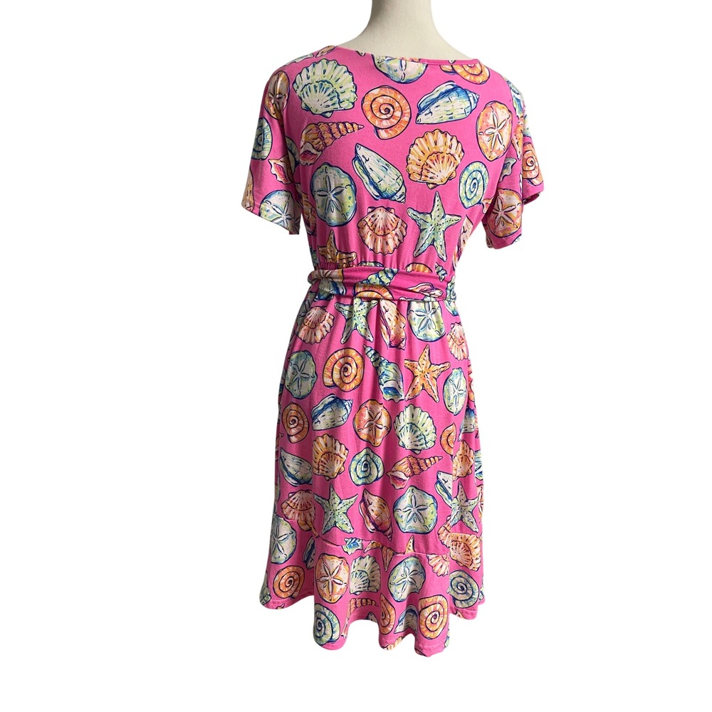 Simply Southern Pink Seashell Short Sleeve Midi Dress Women's Large - Picture 5 of 10